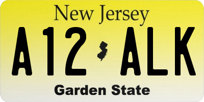 NJ license plate A12ALK