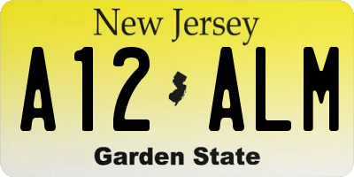 NJ license plate A12ALM