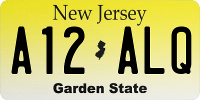 NJ license plate A12ALQ