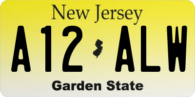 NJ license plate A12ALW