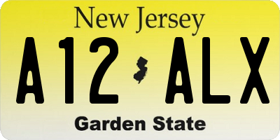 NJ license plate A12ALX