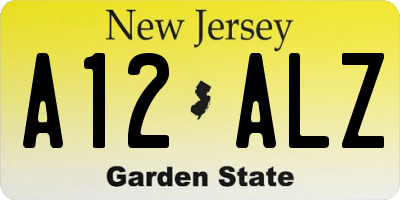 NJ license plate A12ALZ