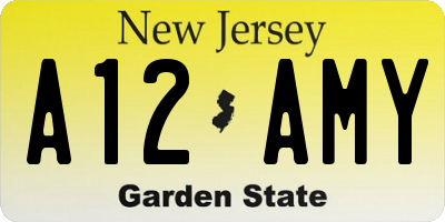 NJ license plate A12AMY