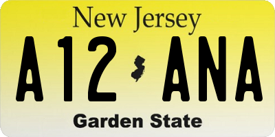 NJ license plate A12ANA