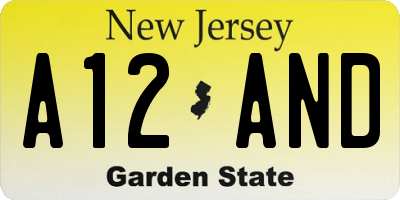 NJ license plate A12AND