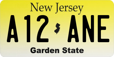 NJ license plate A12ANE
