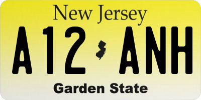 NJ license plate A12ANH
