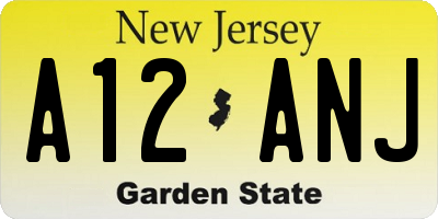 NJ license plate A12ANJ