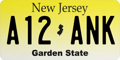 NJ license plate A12ANK