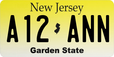 NJ license plate A12ANN