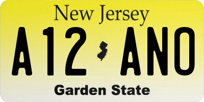 NJ license plate A12ANO