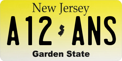 NJ license plate A12ANS
