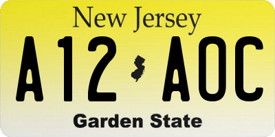 NJ license plate A12AOC