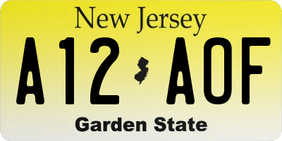 NJ license plate A12AOF