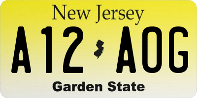 NJ license plate A12AOG