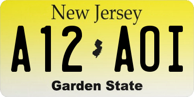 NJ license plate A12AOI