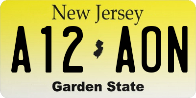 NJ license plate A12AON