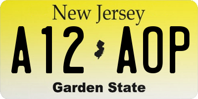 NJ license plate A12AOP
