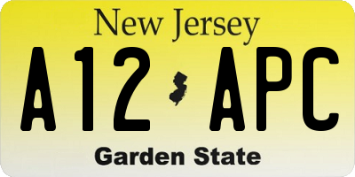 NJ license plate A12APC