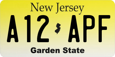 NJ license plate A12APF