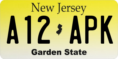 NJ license plate A12APK