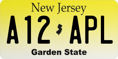 NJ license plate A12APL