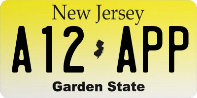 NJ license plate A12APP