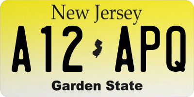 NJ license plate A12APQ