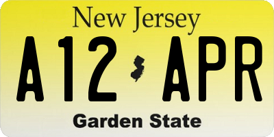 NJ license plate A12APR