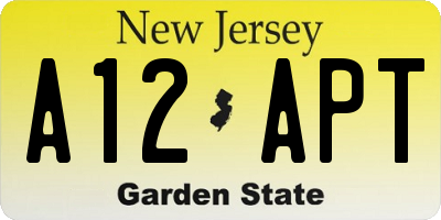 NJ license plate A12APT