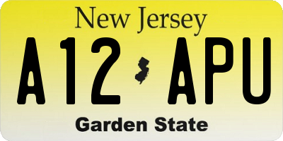NJ license plate A12APU