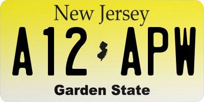 NJ license plate A12APW