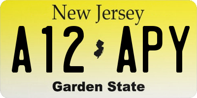 NJ license plate A12APY