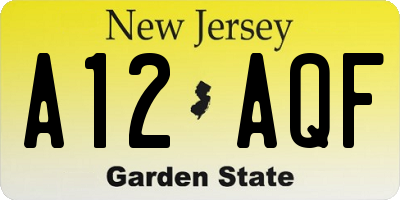 NJ license plate A12AQF