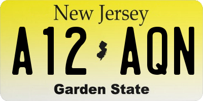NJ license plate A12AQN