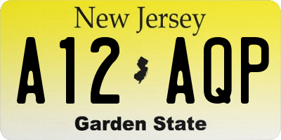NJ license plate A12AQP