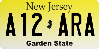 NJ license plate A12ARA