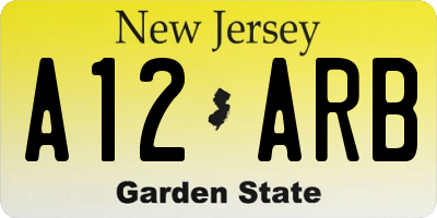 NJ license plate A12ARB