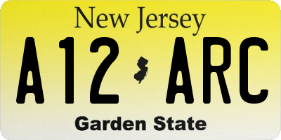NJ license plate A12ARC