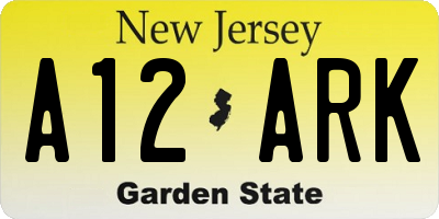 NJ license plate A12ARK