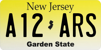 NJ license plate A12ARS