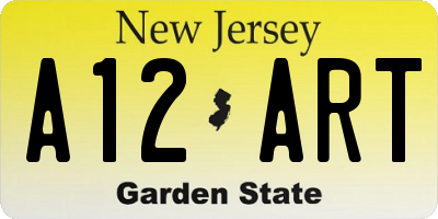 NJ license plate A12ART