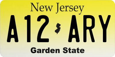 NJ license plate A12ARY
