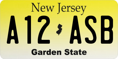 NJ license plate A12ASB