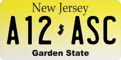 NJ license plate A12ASC