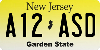 NJ license plate A12ASD