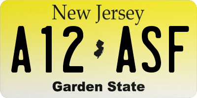NJ license plate A12ASF