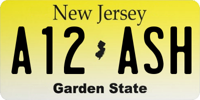 NJ license plate A12ASH