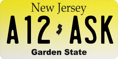 NJ license plate A12ASK