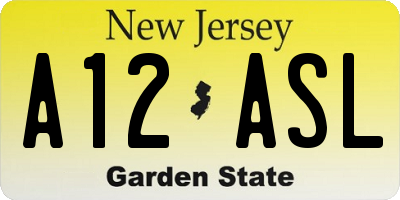 NJ license plate A12ASL